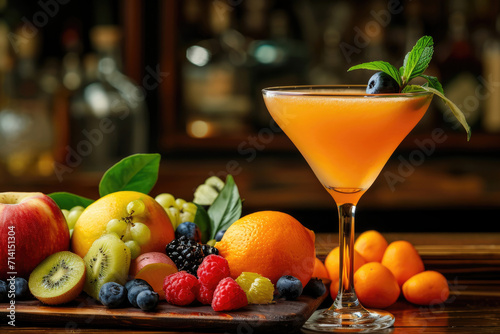 Zesty Elegance - Mandarin Liqueur Served with Exquisite Fruit Platter