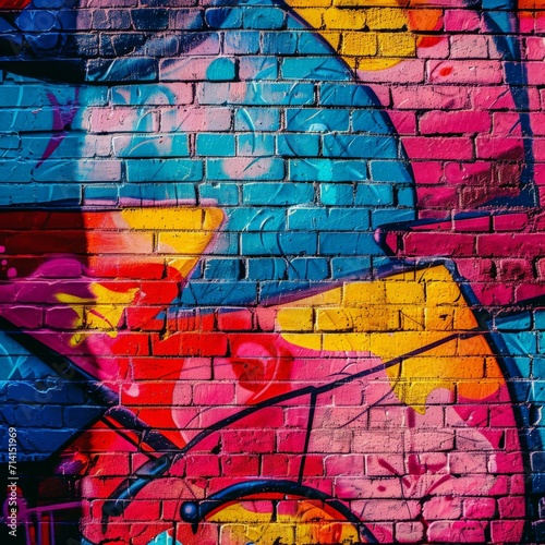 Colorful Painting Adorns Brick Wall