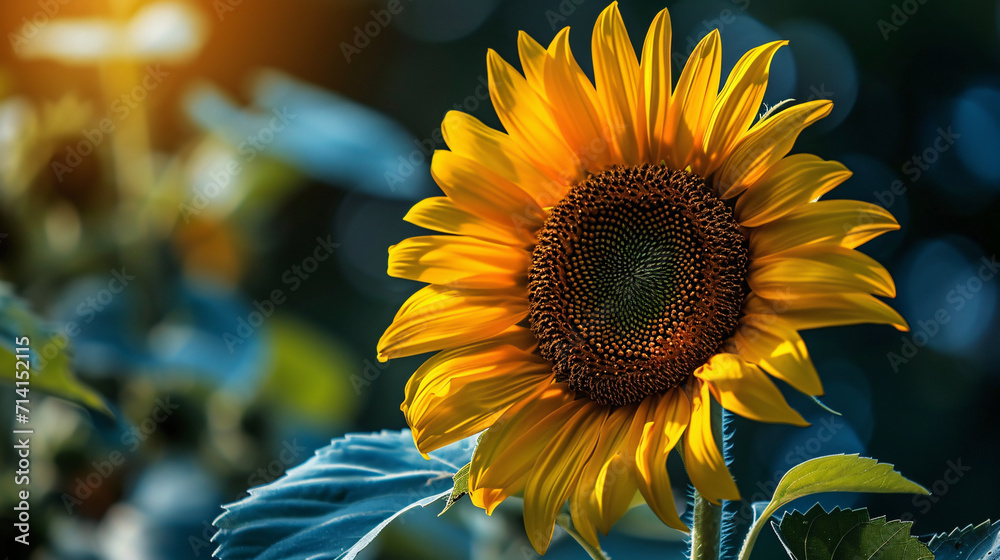 Naklejka premium Sunflower on bokeh background.