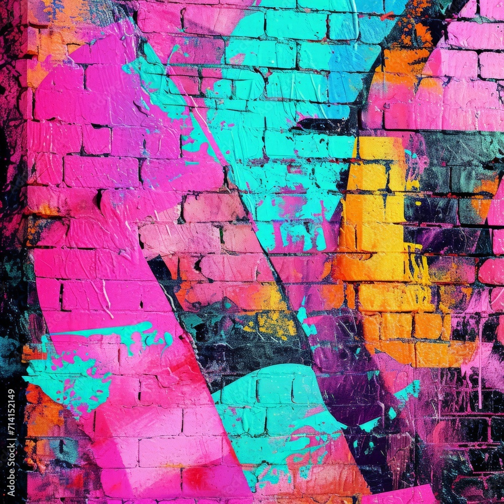 Fototapeta premium Womans Face Painting on Brick Wall