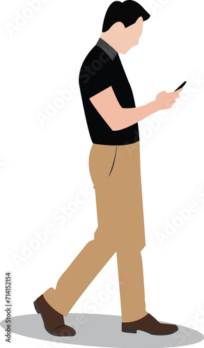 Mobile addicted man, man with mobile