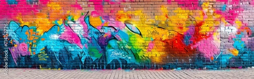 Colorful Painting Adorning Brick Wall