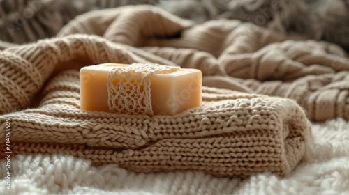 Wallpaper Mural Soap Bar Resting on Checkered Blanket Torontodigital.ca