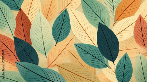 Seamless pattern with leaves. Vector illustration in flat style.