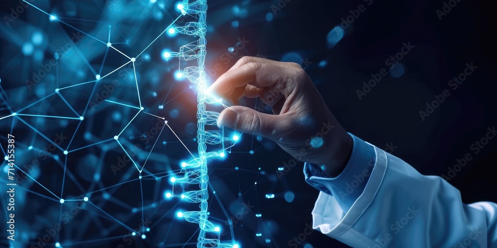 Doctor Icon Dna Computer Doctor touching icon DNA. Digital healthcare and medical diagnosis of ...