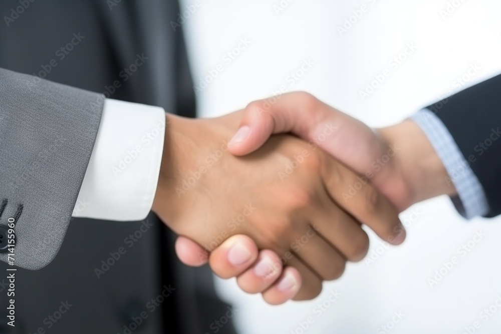 Businessman shaking hands a meeting with partners white background, setting goals and planning the way to success. Collaborative teamwork.