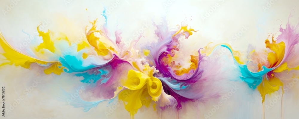 Colorful Explosion of Paint on a Light Background