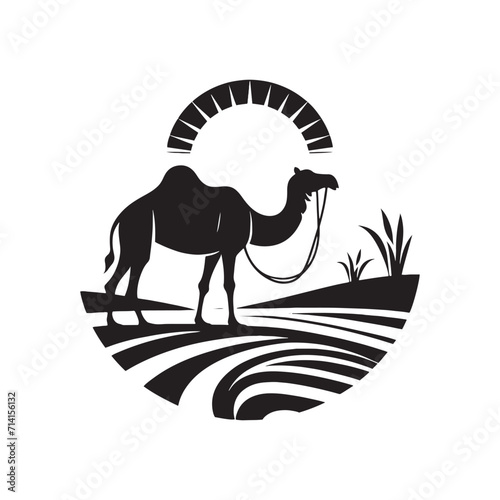 Whispers of Mirage  A Whimsical Collection of Camel Silhouettes Whispering Secrets in the Desert Mirage - Camel Illustration - Camel Vector 