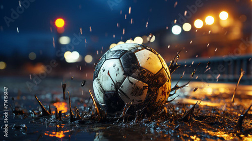 football on the mud water background