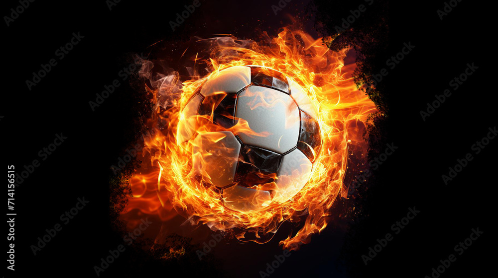 Fototapeta premium soccer ball in fire