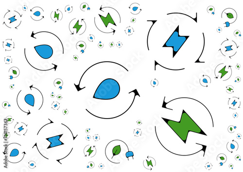 Fond energie verte recycler vert bleu eau danger