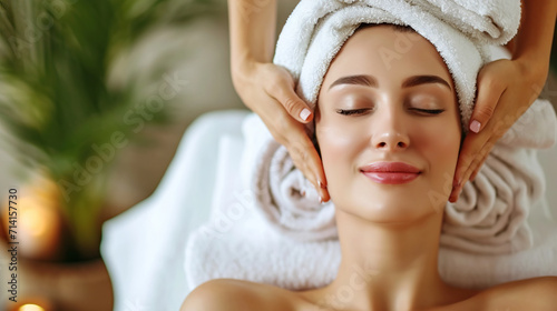 A beautiful woman gets a massage at a day spa