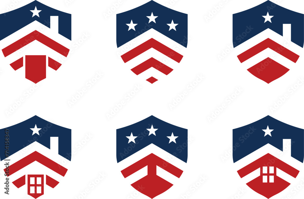 Shield of Honor Real Estate Logos A Set of Six Logos with House