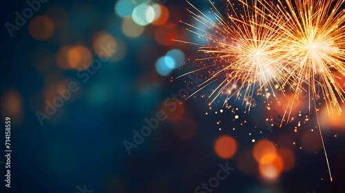 Beautiful creative holiday background with fireworks and sparkles