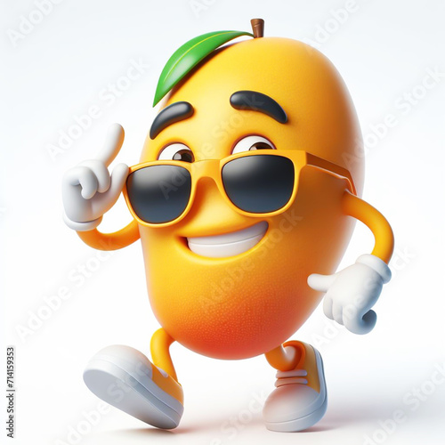 3D funny cartoon of a mango. Agriculture, fruit and healthy food. AI generated