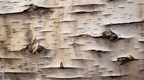 Birch bark in macro, white and yellow flakes of tree bark with black stripes, a perfect background symbolizing the connection with nature. 