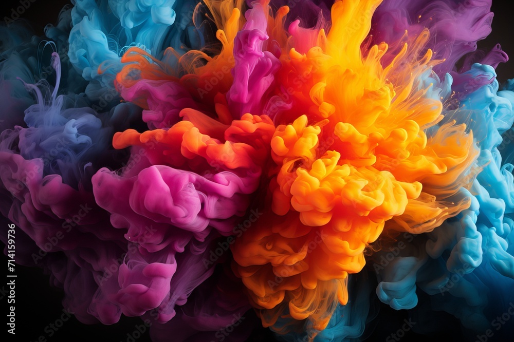 Abstract Colorful Burst Smoke Background Image Generated By AI