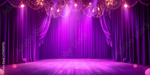 Purple stage with curtains and light effects.  photo