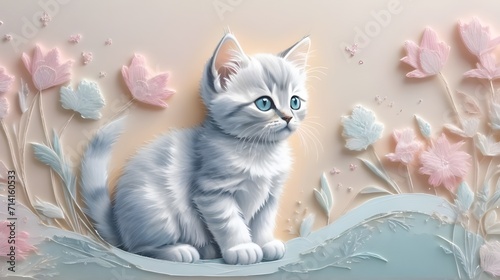 cute cat with a flower