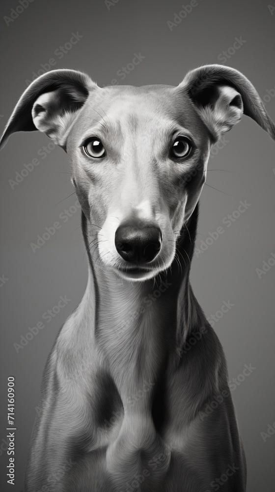 Elegant Greyhound Portrait in Monochrome