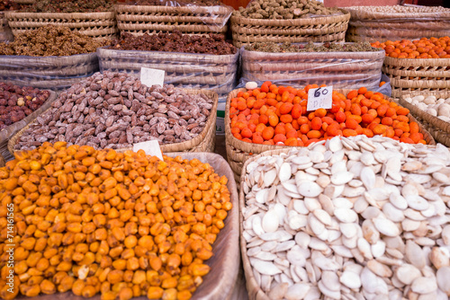 dried fruits and nuts in market
