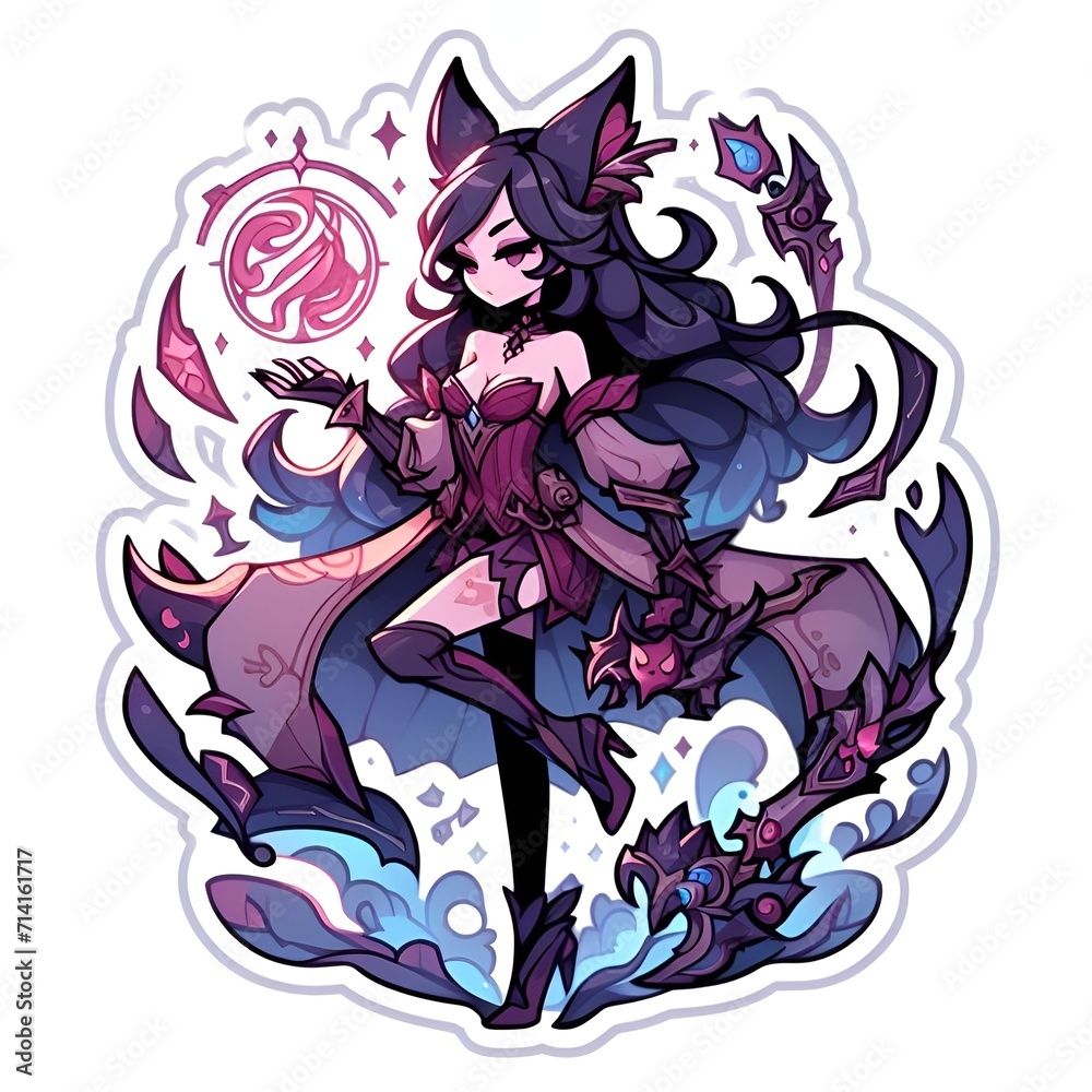 League of Legends female character illustration, sticker. League of Legends female character illustration, sticker.