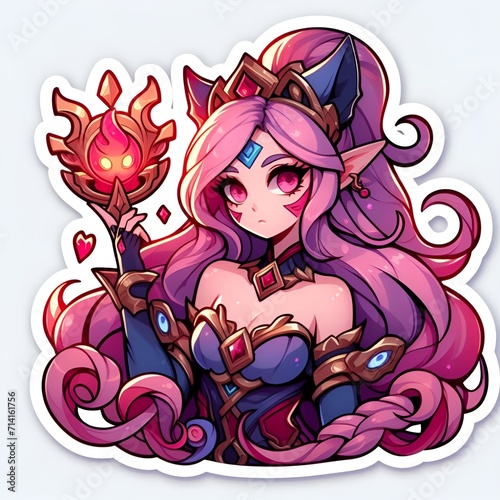 League of Legends female character illustration  sticker.