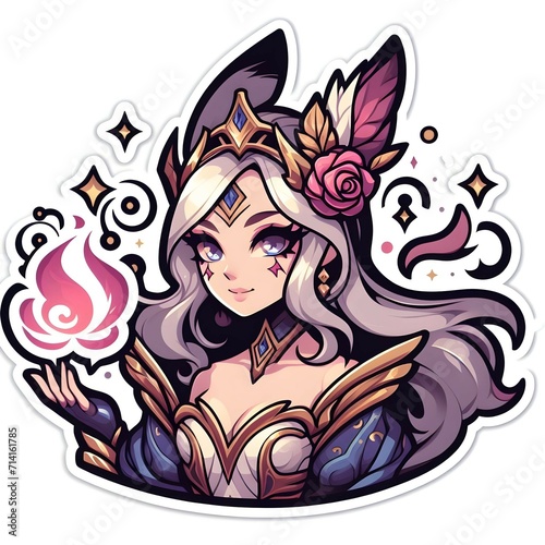 League of Legends female character illustration, sticker.