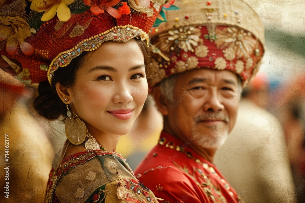 Filipino people in national clothes from history of Philippines realistic detailed photography texture. Filipino people portrait. Horizontal format Filipino people in national clothes from history of Philippines realistic detailed photography texture. Filipino people portrait. Horizontal format