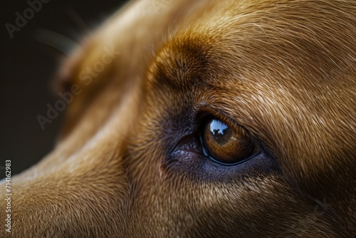 Dog's eye close up. AI generative