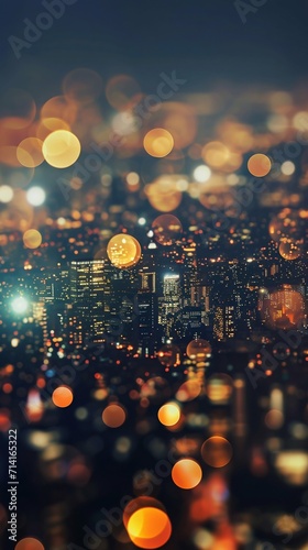 Abstract City Lights at Night with Bokeh Effect. Generative ai