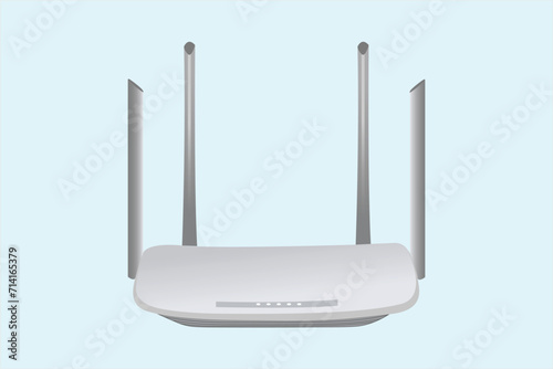 Realistic Wi-fi router for four isolated on white internet transmission vector illustration.
