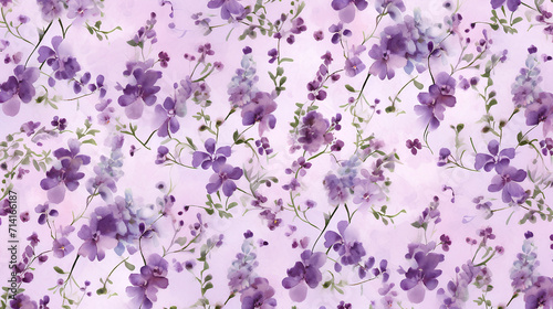 Monochrome pattern in the form of twigs with flowers on a blue abstract background. Seamless texture of sakura flowers. 