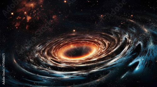 A galaxy in space, the beauty of the universe, a black hole.