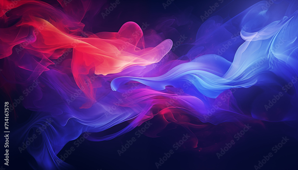 Dynamic Abstract Smoke Waves Background in Purple and Blue HD