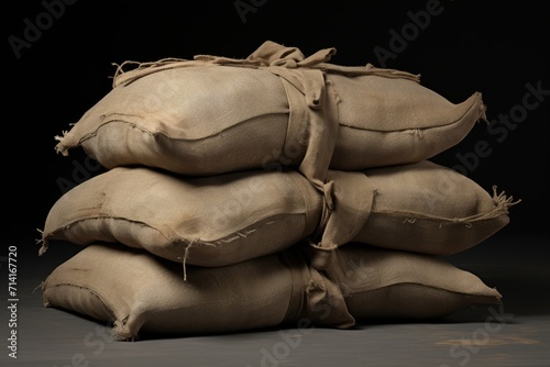 A pile of sacks filled with something