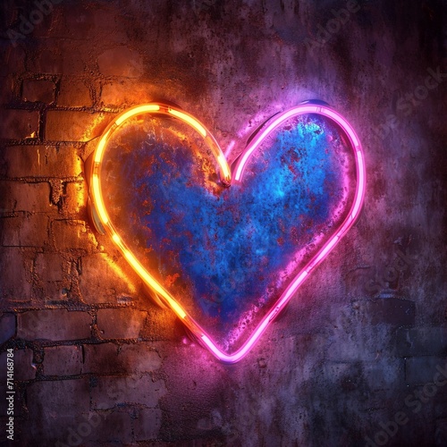 Electric Romance  A Neon Heart Background Illuminated in Bright Colors  Capturing a Vibrant Love Theme
