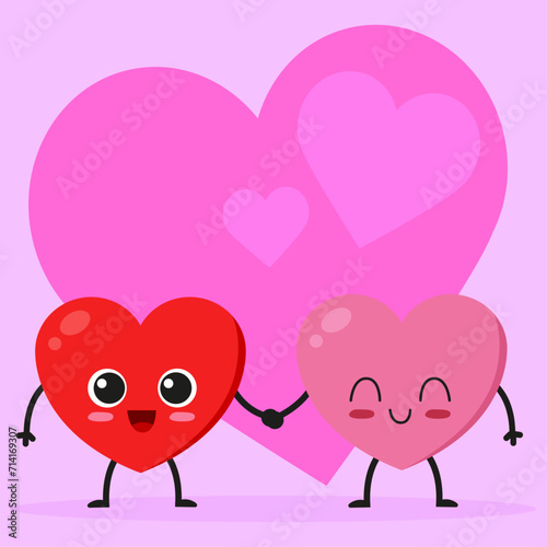 Día de los enamorados. Pareja. Corazones enamorados. Vector de amor. Novio o novia de la mano.