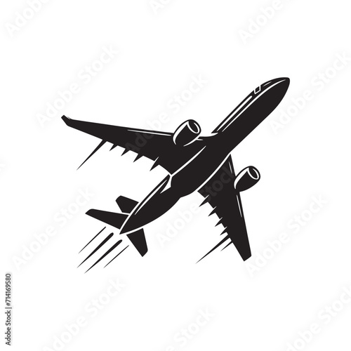 Sky-soaring beauty: Intricate airplane silhouette, a stunning portrayal of airborne artistry - airplane illustration - airplane vector
