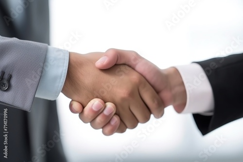 Businessman shaking hands a meeting with partners white background, setting goals and planning the way to success. Collaborative teamwork.