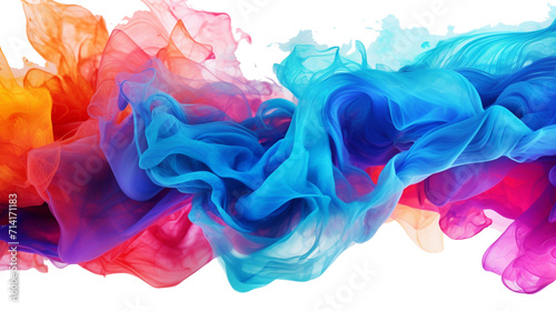 Dynamic swirls of vivid smoke in a kaleidoscope of colors  creating a visually stunning composition on a white surface