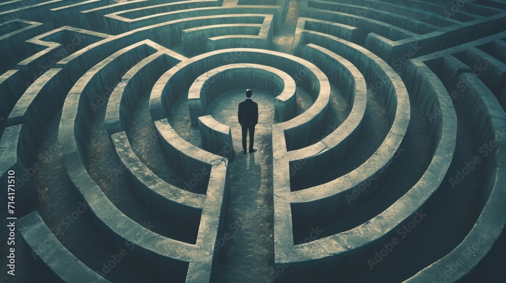 Man in Maze, Navigating The Path to Success