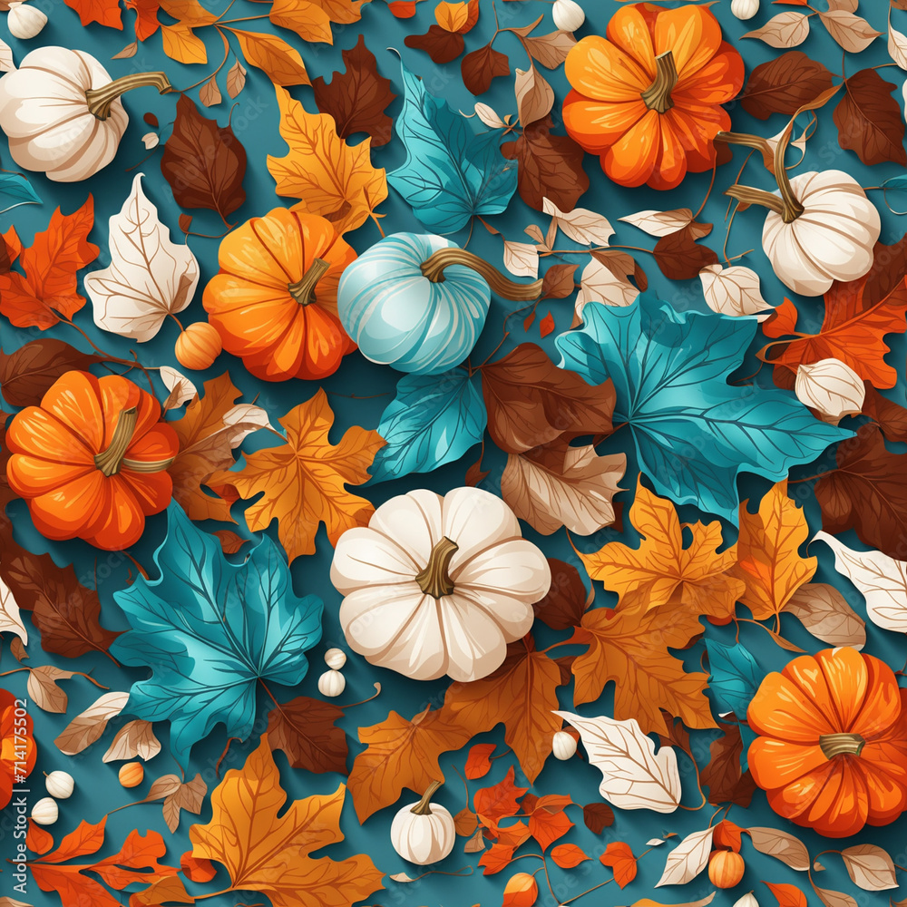 Fototapeta premium colorful pattern with leaves - Thin outline art of a cute color vector