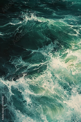 Green & White Waves Crash on Vast Waters