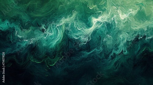 Abstract Painting of Green and Blue Waves © BrandwayArt