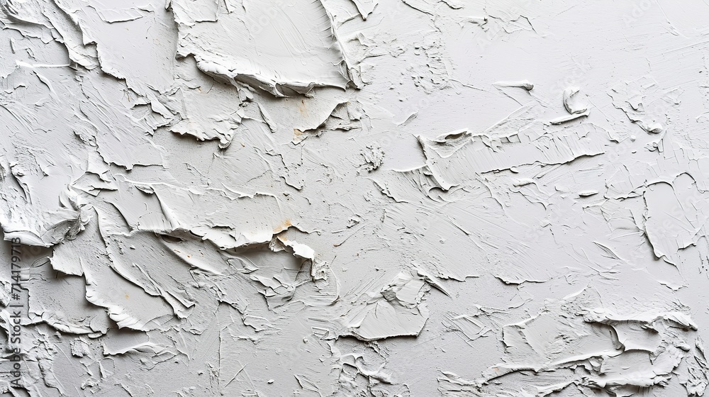 Peeling wallpaper and an outdated wall texture painting with white