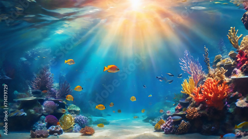 underwater coral and gold fish beauty of the nature © Sobaurna