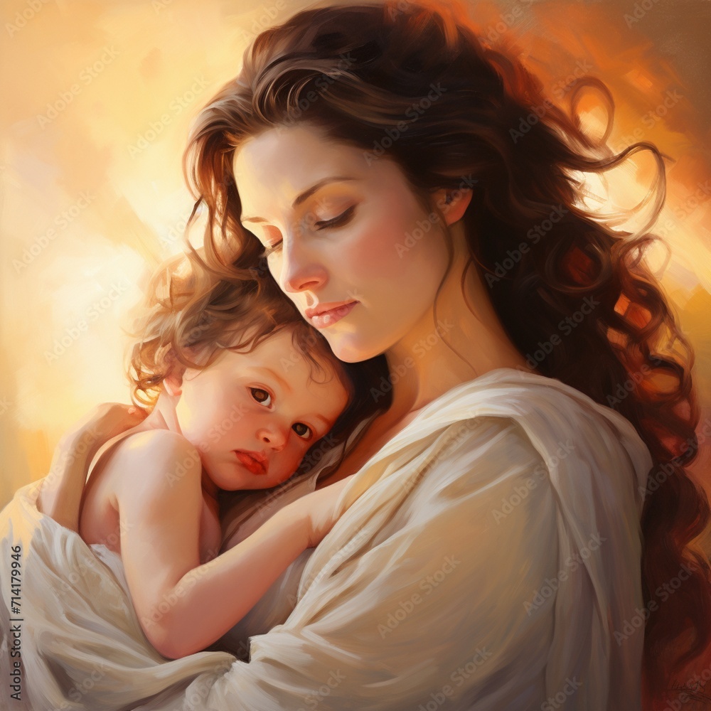 Very nice mother baby love image Generative AI