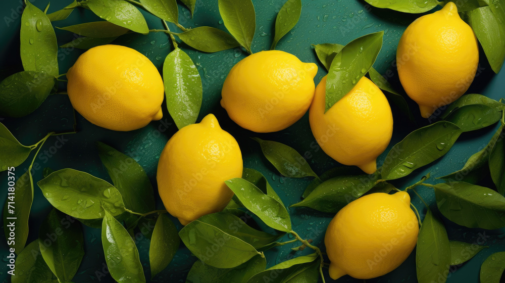 Lemon photo on color background