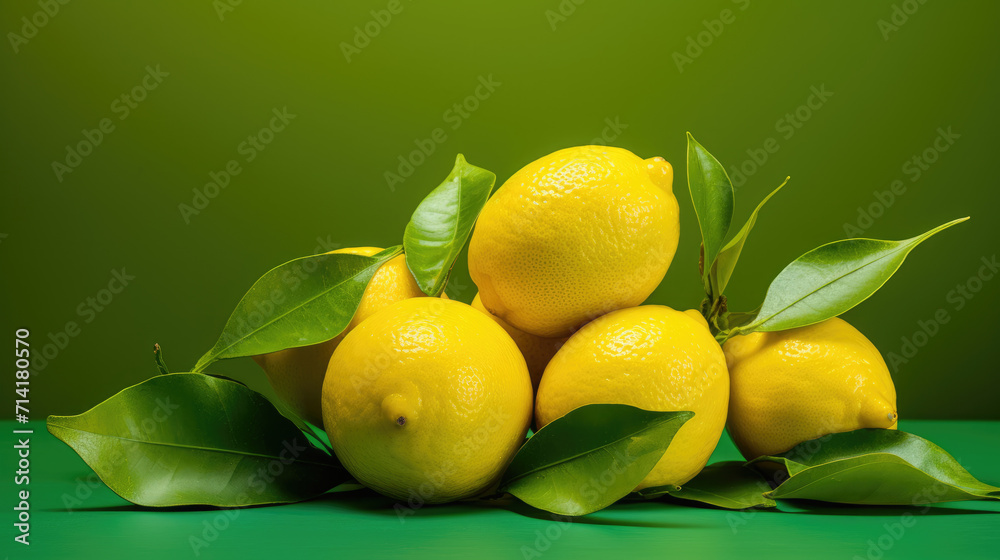 Lemons on colored background